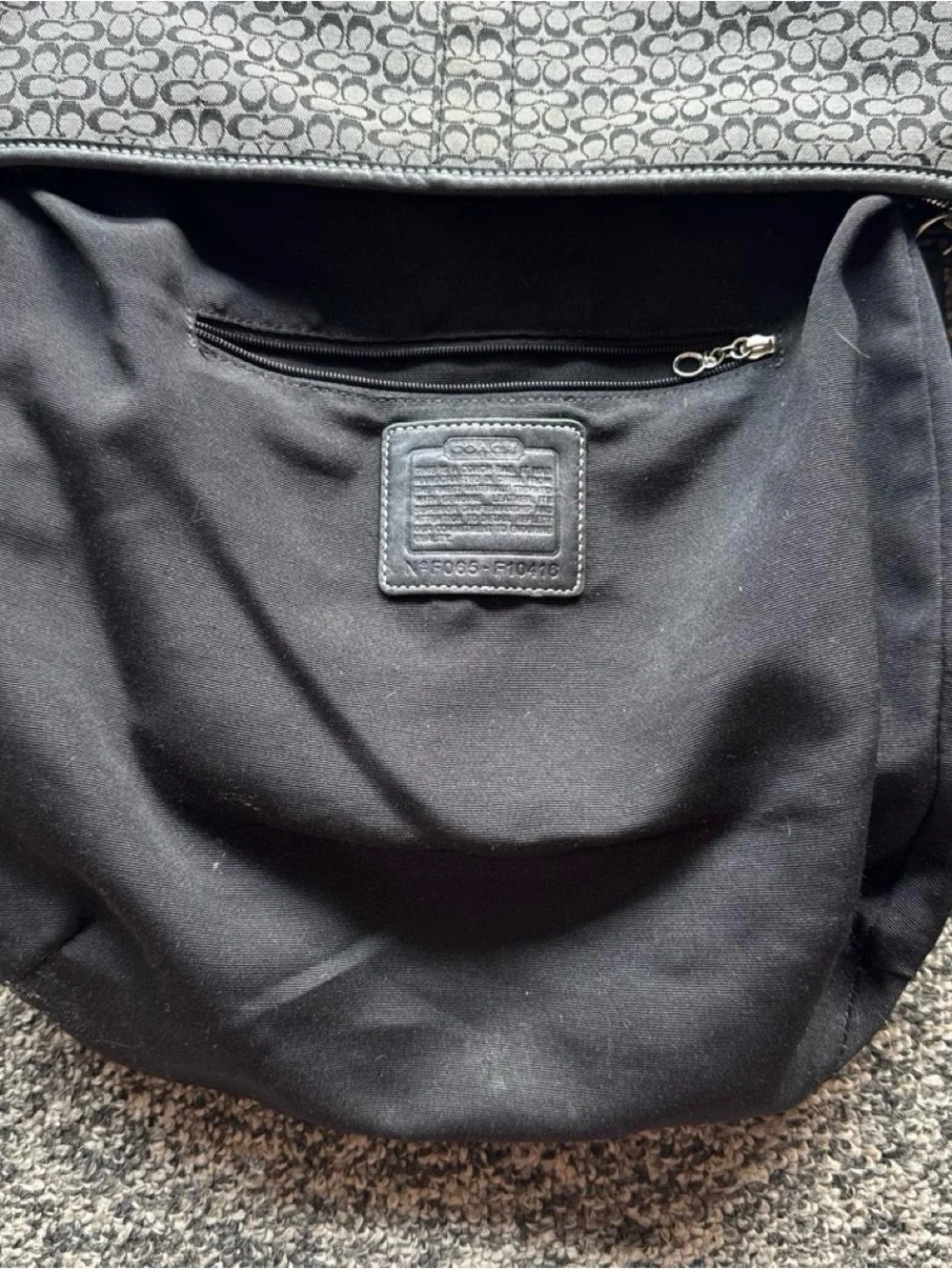 Vintage Coach Signature Cross Body Bag | Black Leather Trim | Y2K | Authentic